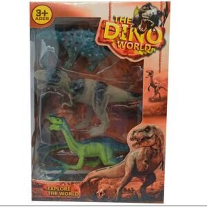 Dino World Dinosaur Figure Play Set - 3 Pack Assorted Dinosaurs for Kids Age 3+